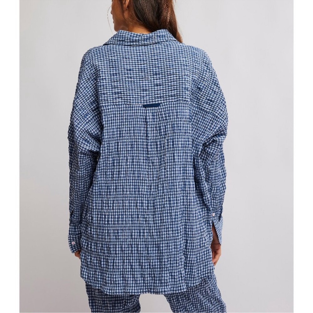 NWT FREE PEOPLE Cloud Ten Sleep Shirt / Navy Combo - Picture 6 of 9